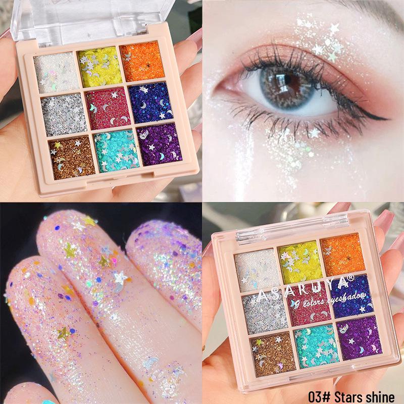 

Гель-глиттер для век Asha Ruiya девяти цветов для сценического макияжа 7g