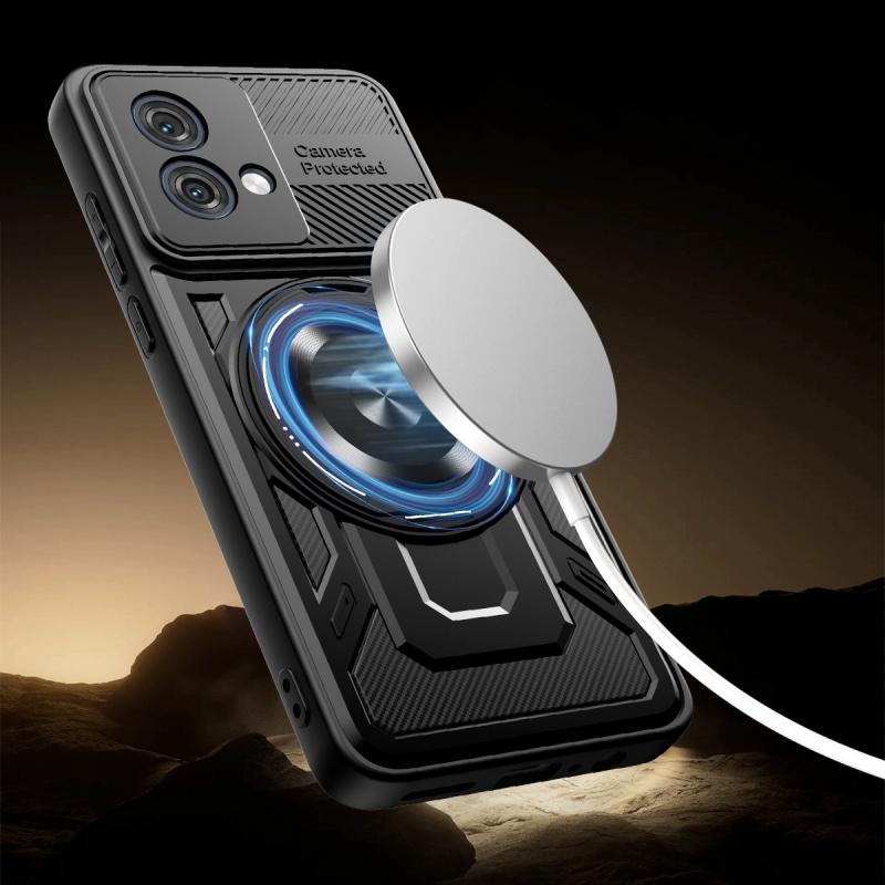 Luxury Magsafe Magnetic Wireless Charging Armor Case For Motorola G84 Military Finger Ring Holder Protective Case