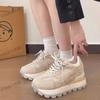 Thick-soled inner height-increasing ballet style moral training shoes women's autumn mesh breathable dad shoes soft-soled single shoes