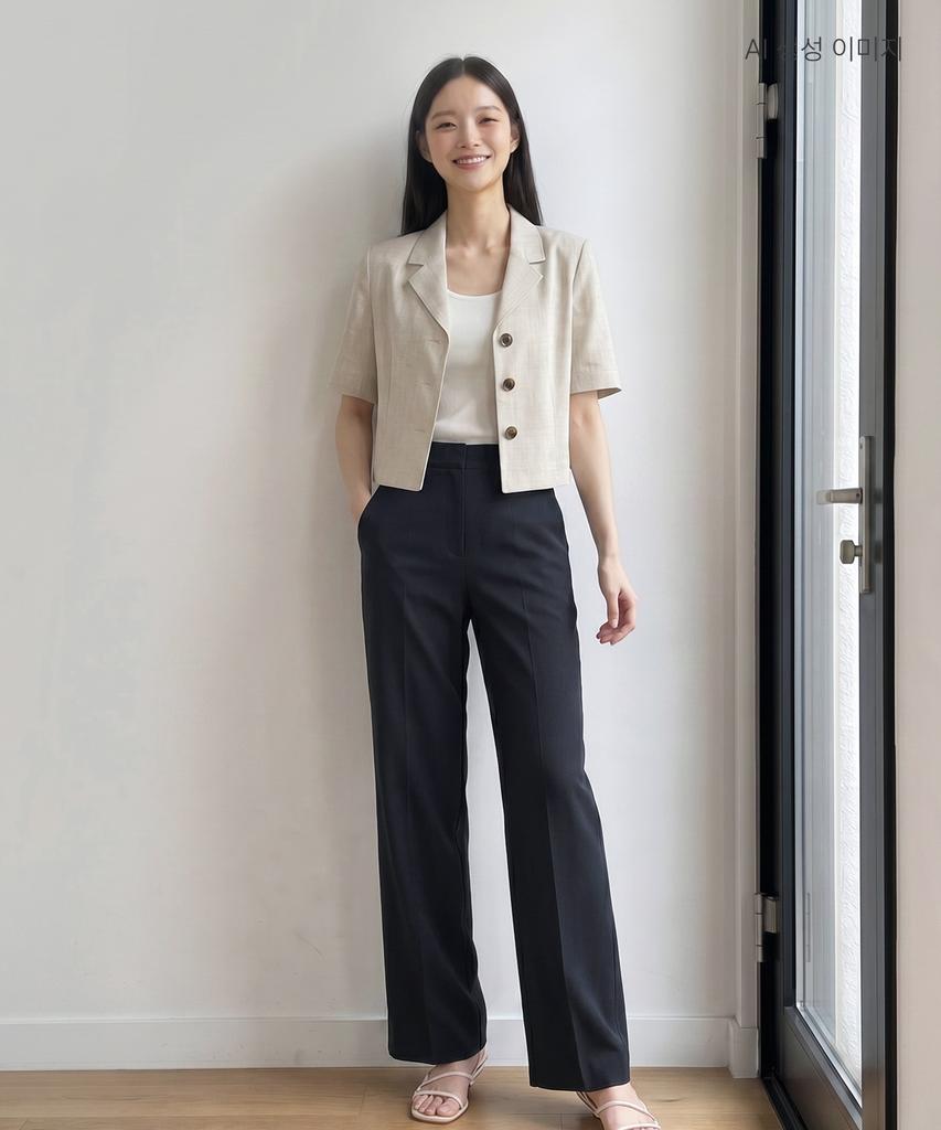 ROEM Linen-Like Semi-Wide Slacks Rmtwg24R11