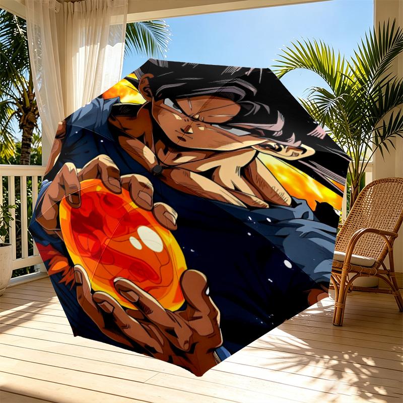 Dragon Ball Print Automatic Open Close Umbrella, Portable Foldable Umbrella, for Outdoor Commute Camping Trip, Ideal Birthday Gift