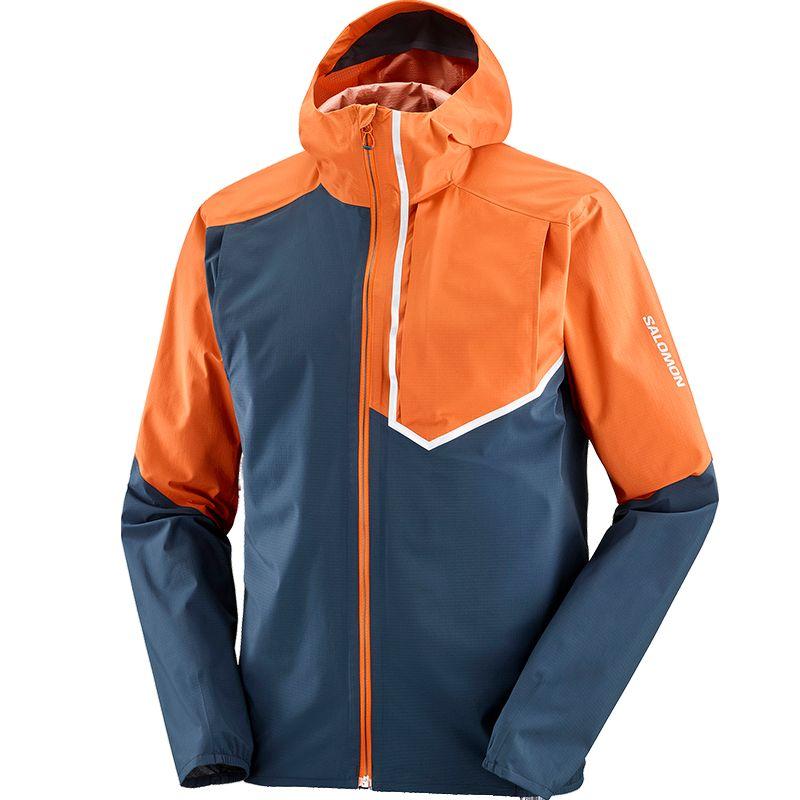 SALOMON Bonatti Trail Waterproof Color-Block Zip-Up Hooded Jacket Men Jackets Burnt-Orange LC2135500