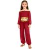 Girl Belly Dance Costume Sequin Tassel Top Pants Built In Briefs Rhinestone Decoration Long Sleeve Outfit