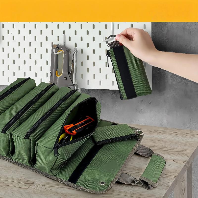 Waterproof Magnetic Tool Organizer Made of Oxford Fabric for Home Storage and Multipurpose Use Portable Hand-Held Wear-Resistant Roll Bag Is Thickened