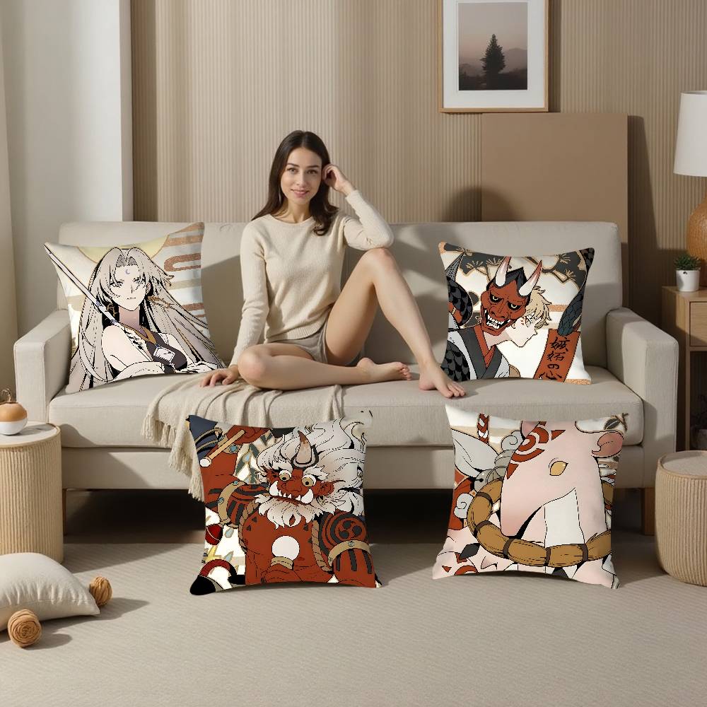 Hot Game Onmyoji Pillow Case Plush Fabric Soft Pillowcase Double Sided Print Cushion Cover Household Gifts