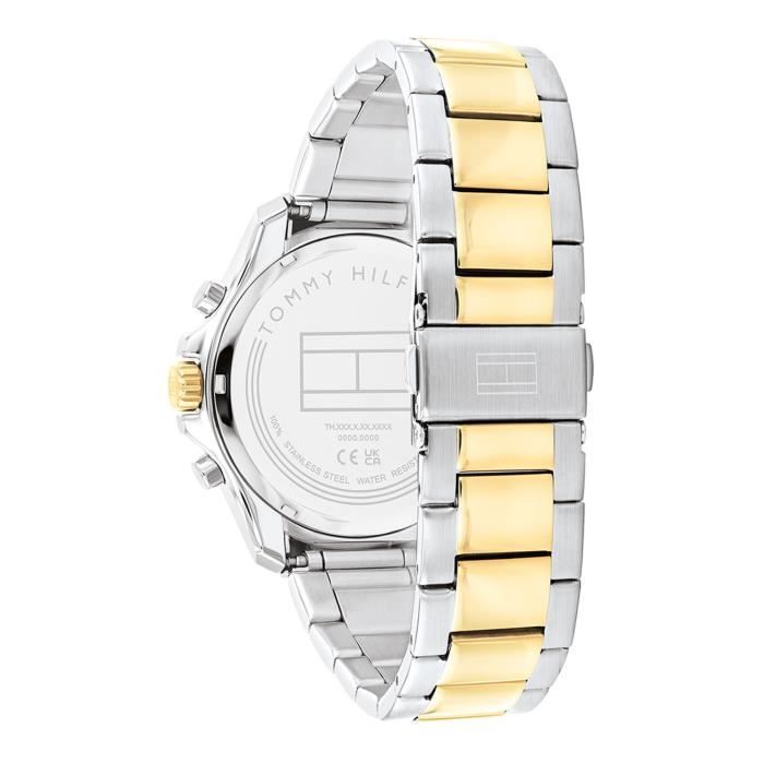 Montre homme bracelet acier - Tommy Hilfiger - Montre Tommy Hilfiger tout acier bi-color cadran noir