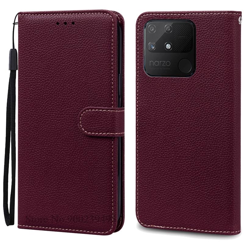 

Narzo 50A чехол для Realme Narzo 50A чехол-кошелек кожаный флип-чехол для Realme Narzo 50A чехол телефонная книга чехол Coque Fundas For Realme Narzo 50A вино красного