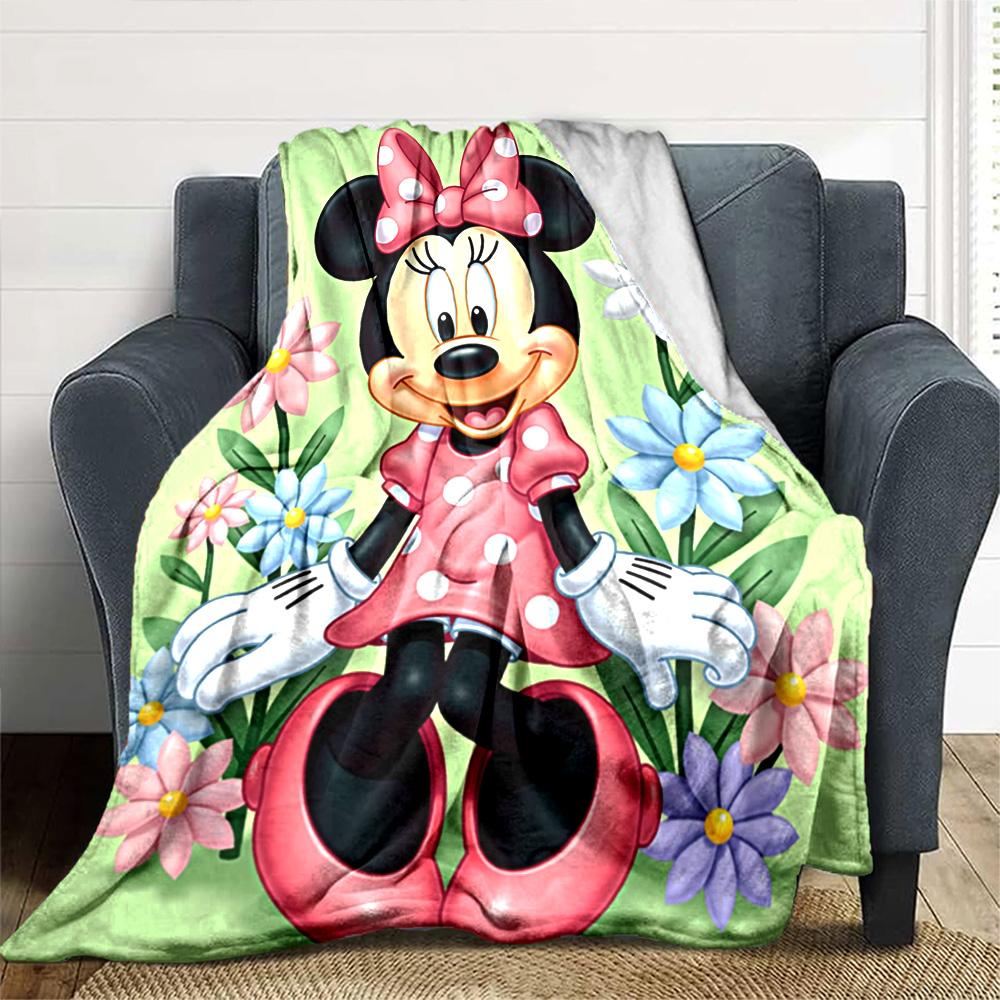 Minnie Mouse Garden Flannel Blanket Super Soft Warm Cozy Blanket For Sofa Bed Office Travel Allseason Home Decor Gift