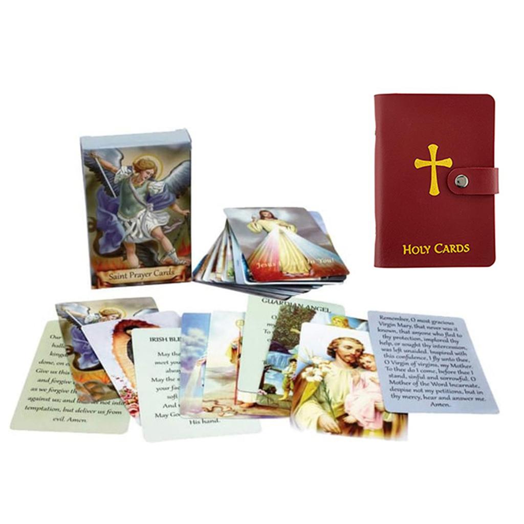 Katholischer Faux-Leder-Heiligenkartenhalter mit Druckknopfverschluss, Taschenformat-Gebetskarten-Organizer für religiöse Andacht und Kartenaufbewahrung