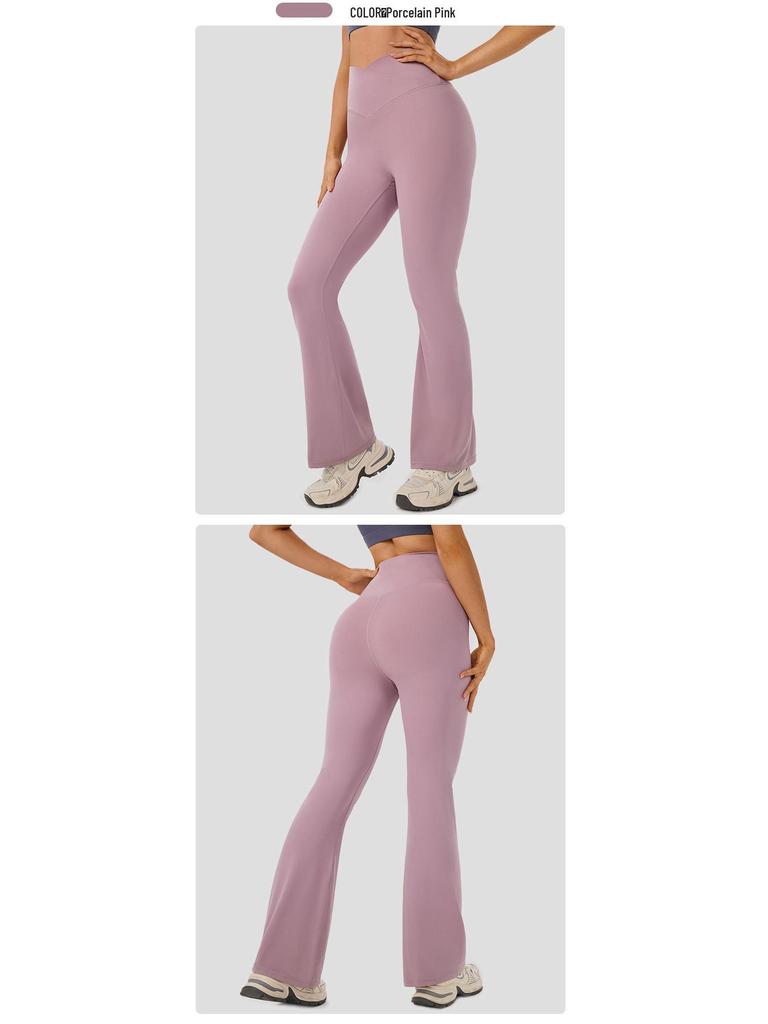 Women's Solid Color High-Waist Flare Yoga Pants