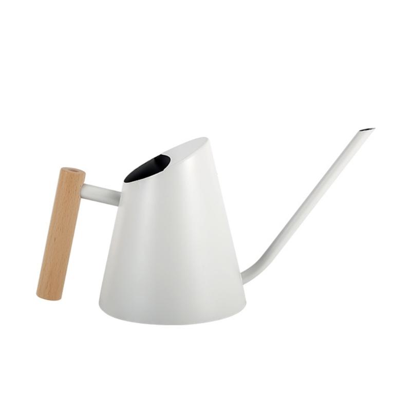 900ml Watering Can with Long Spout Stainless Steel Watering Can with Wooden Handle for Garden Indoor Outdoor Watering