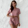 2026 Summer Women Pullover Pajama Set, Thin Round Neck Three-Quarter Sleeve Shorts Breathable Loungewear for Spring Summer Autumn Home Wear