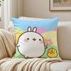 Cute Soft Mascot MMolang Cushion Cover Linen Pillowcase Soft  for Sofa Bed Home Room Decor