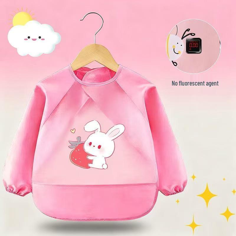 

Waterproof Long Sleeve Baby Bib with Cartoon Design - Stain-Resistant Clothing Protector for Boys and Girls Size 100 (2-3 years)