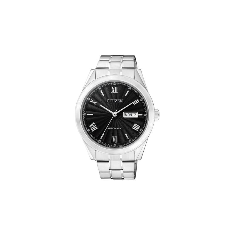 CITIZEN 50m waterproof mechanical movement Steel Strap 41mm men s watch black dial NH7510-50E чёрный