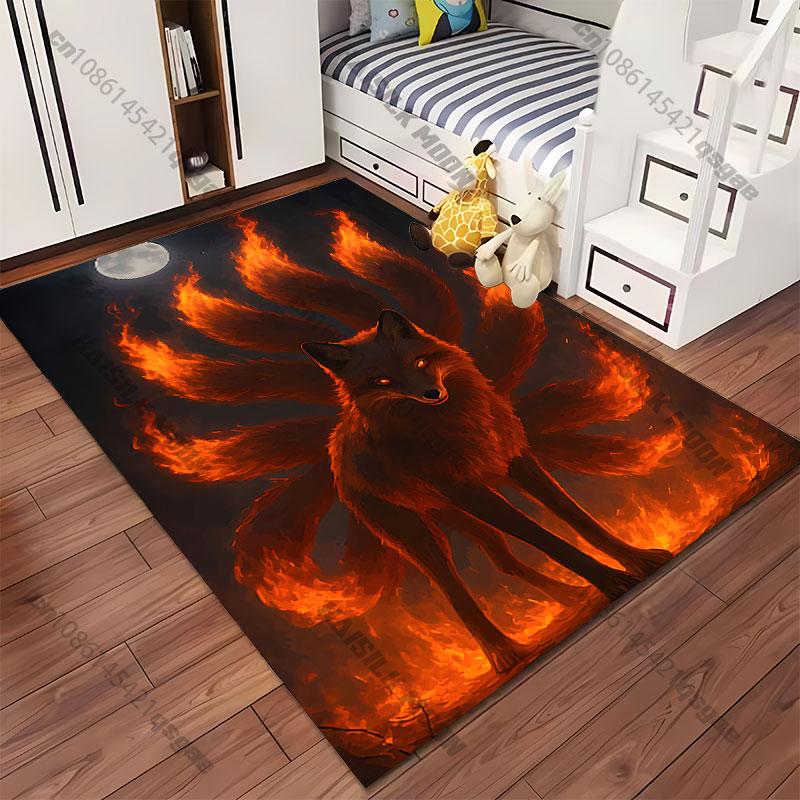 Fire Spirit Mystical Fox Carpet Yoga Living Room Room Decor Children's Crawling Mat Doormat Area Rug Games Mat