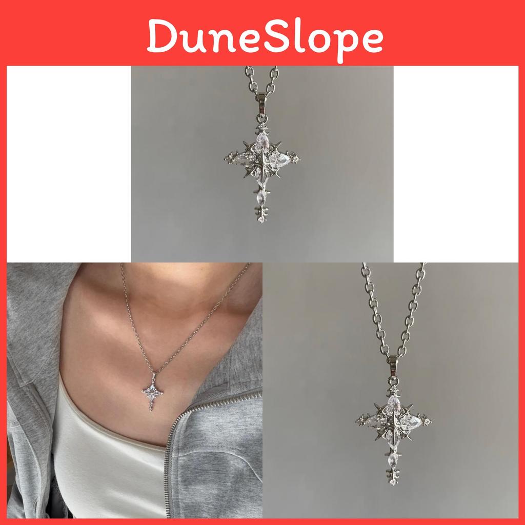 Geometrisches Kreuz Zirkon Halskette Mit Titanstahl Kette Für Frauen Und Männer