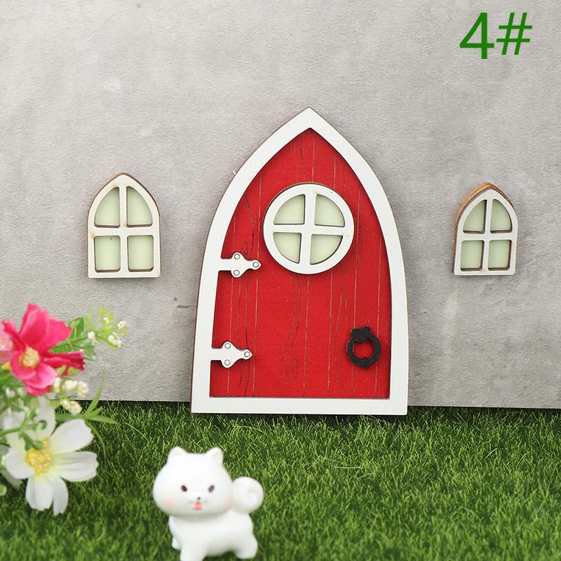 1Set Dollhouse Miniature Fluorescent Fairy Elf Door Window Model House Decor Toy