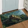Vintage Wrecked Vehicle and Magical Landscape Pattern Door Mat 3D Visual Effect with Airplane Bus and Giant Hand Designs
