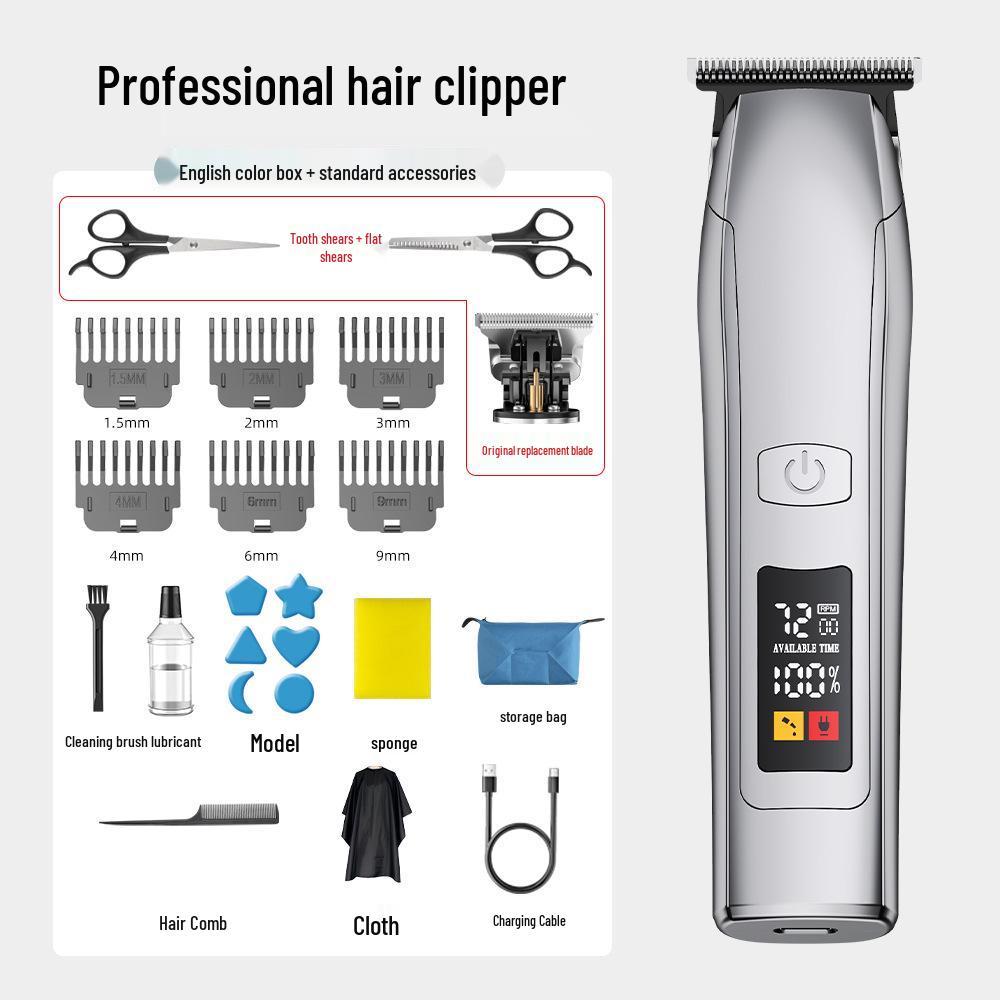 Waterproof Professional Hair Clipper: Quick Charge, Oil Head, Bald Head, Home Hairdressing Trimmer.