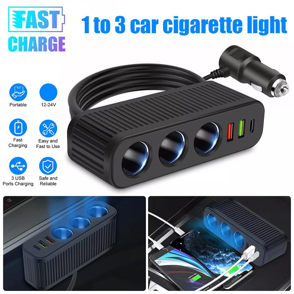 PD QC3.0 Dual USB Socket 120W Car Cigarette Lighter Splitter 12V 24V Plug Phone Power Adapter for Car DVR Dashcam K3J1