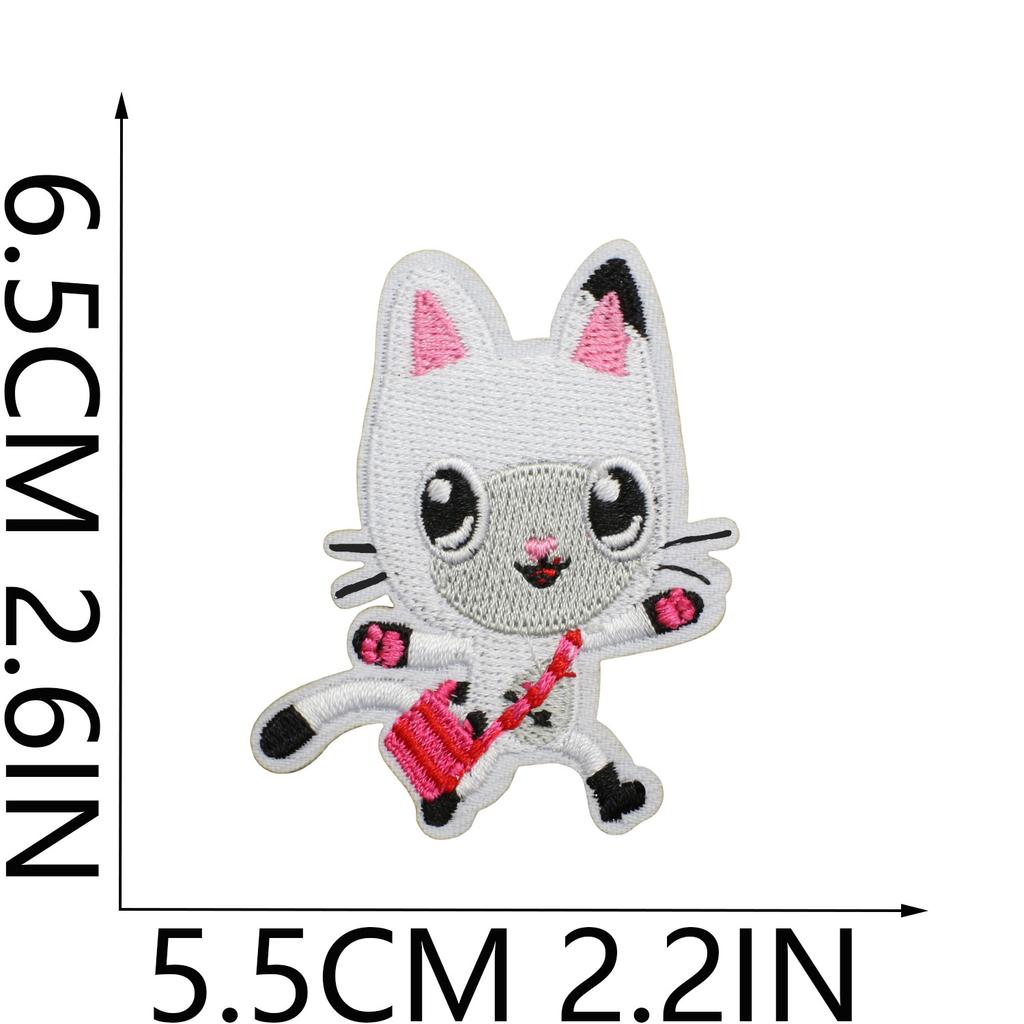 Little Girl Embroidery Cloth Sticker Pet Kitten Patch Sticker Clothes Decoration Cartoon Kitten Computer Embroidery Chapter Sticker
