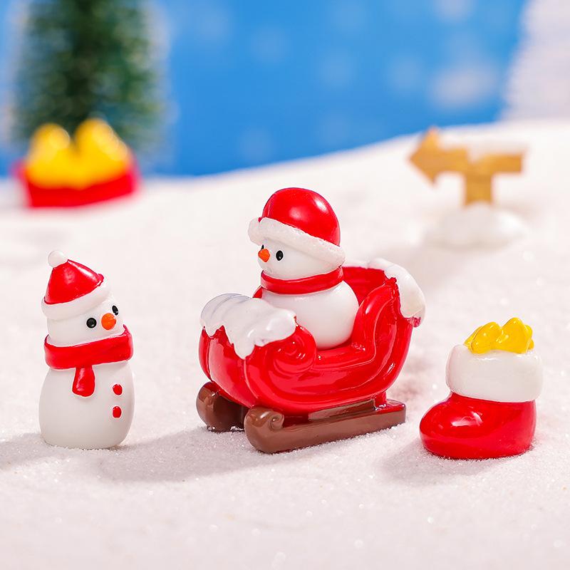 Christmas Simulation Cute Snowman Micro-landscape Car Decoration, Resin Craft Decorative Small Decoration Accessories
