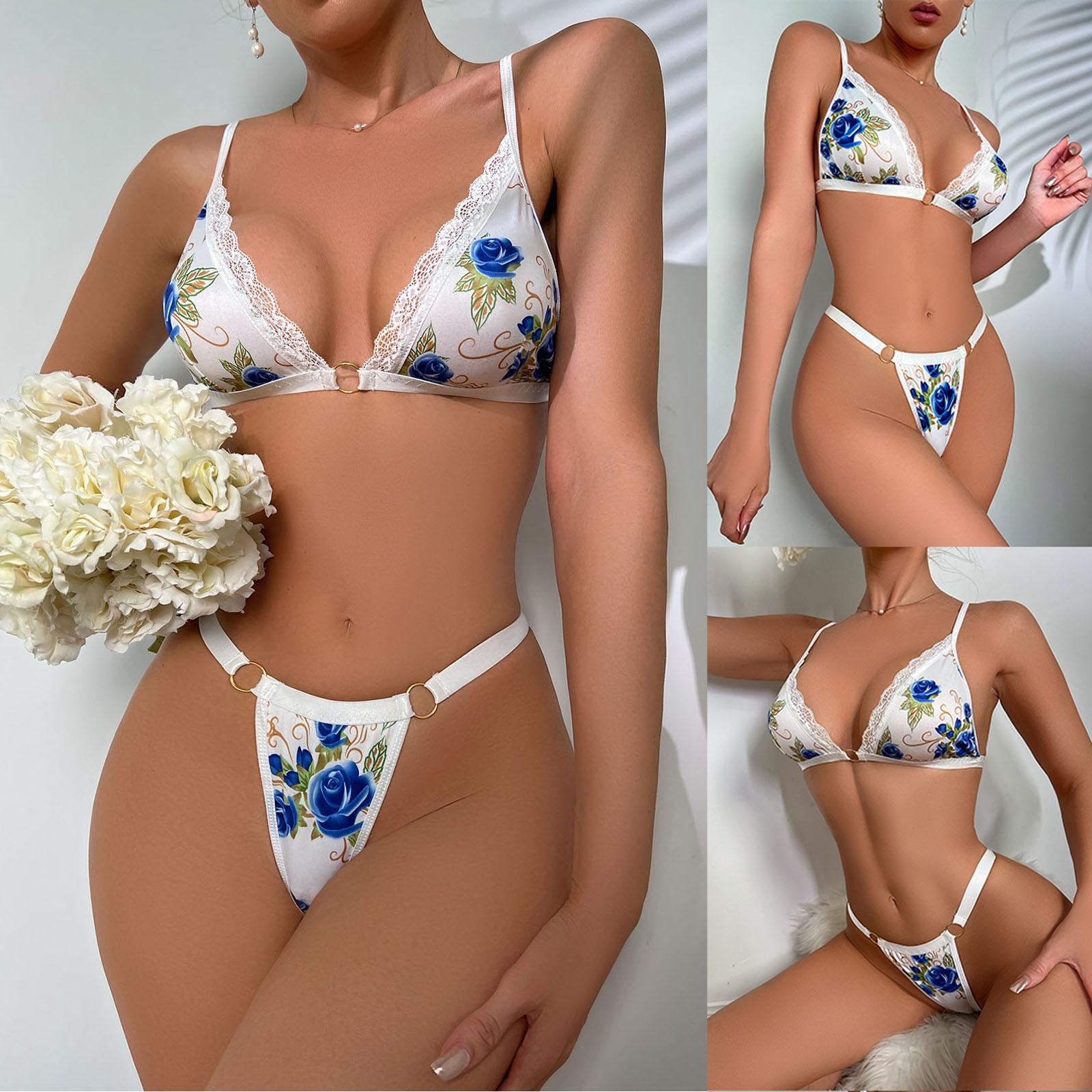 

Женское сексуальное нижнее белье маленький свежий цветочный принт подходит для сбора бюстгальтера комплект из двух частей нижнего белья