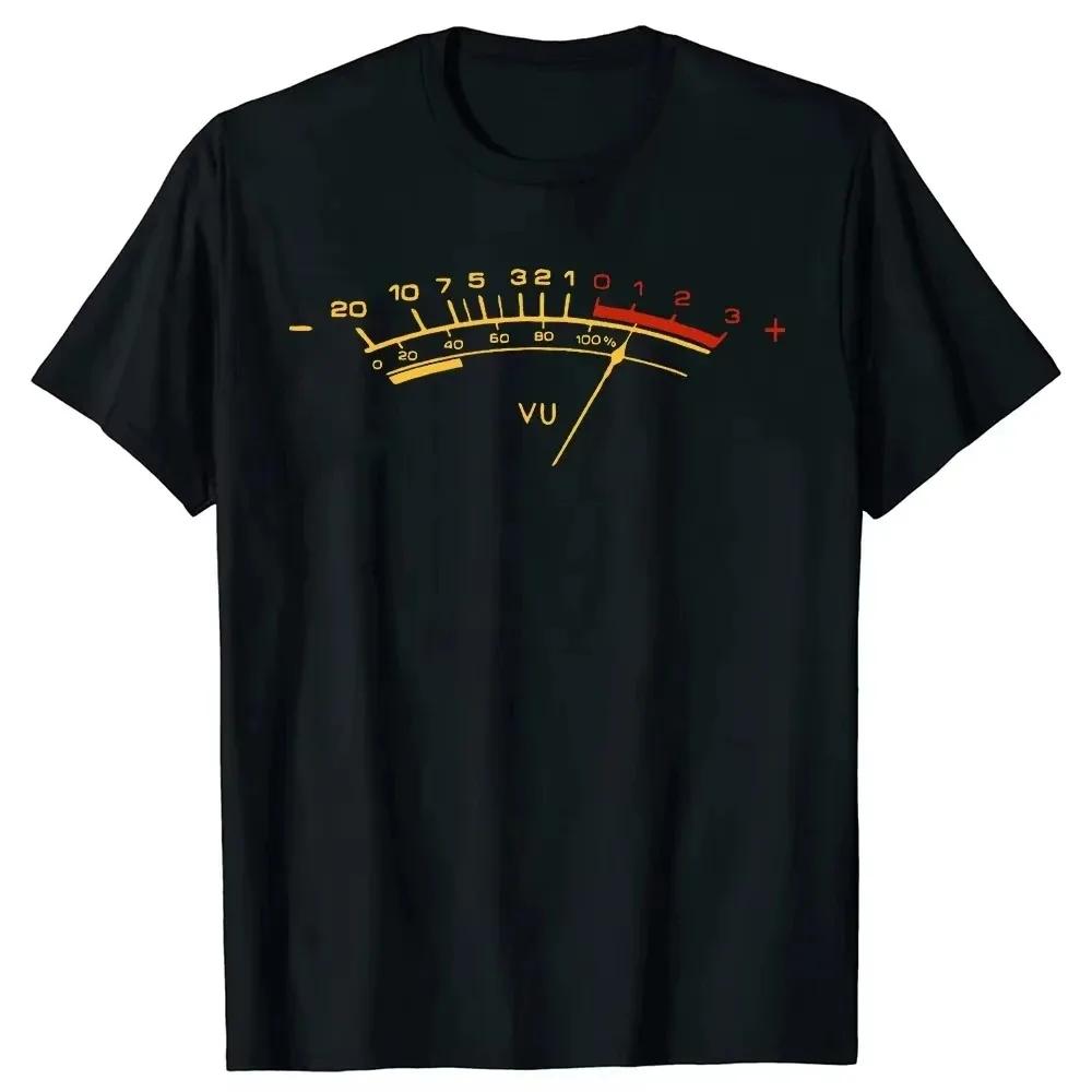 Vintage VU Meter Sound Engineer Analog Electronic O-Neck Cotton T Shirt Men Audio Engineer Reco