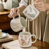 Pastoral Mug Ceramic Cup Delicate Relief Leaf Cup Household Water Cup Large Capacity Japanese Coffee Cup