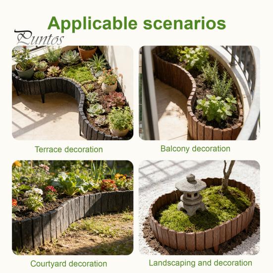 Decorative Garden Fence Edging Border, 5.91Ft 7.87Ft 11.81Ft Plastic Flexible Lawn Wood Retro Look, No Dig Panels for Flower Beds Lawns Bed
