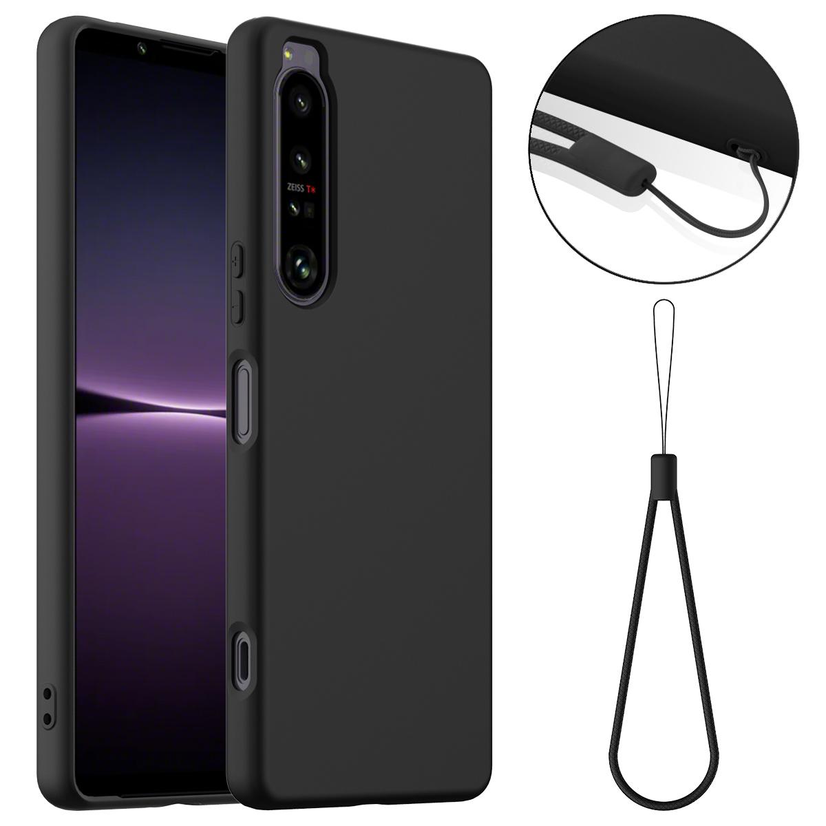 

Чехол для Sony Xperia 1 IV 5G, совместимый с MagSafe, жидкий силиконовый чехол для телефона со шнурком Black