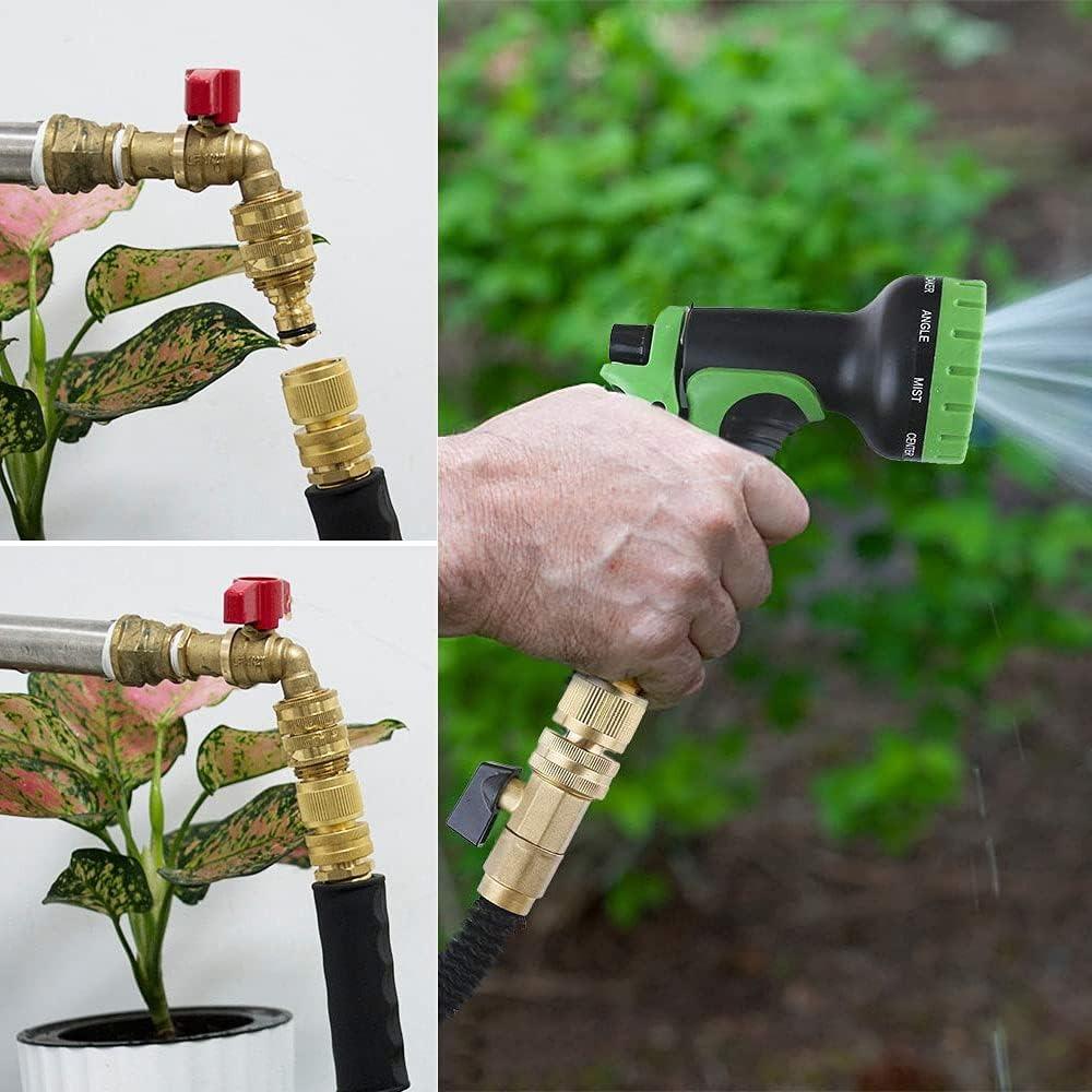 4 Stück Gartenschlauch Schnellkupplung Massivmessing Schnellverbinder Gartenschlauchfitting Wasseranschlüsse 3/4 Zoll GHT 2 Stück Weiblich + 2 Stück Männlich
