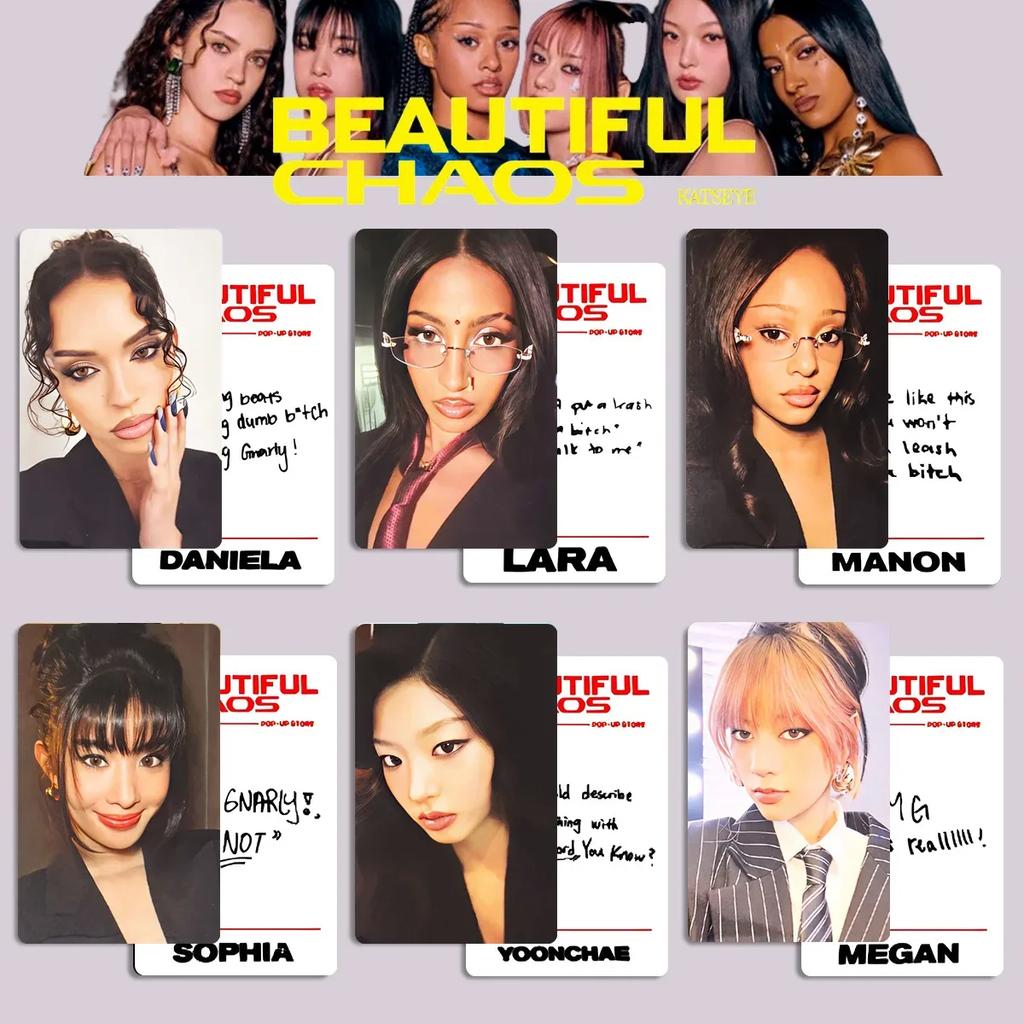6Pcs Kpop Idol KATSEYE Lomo Cards New Album BEAUTIFUL CHAOS MEGAN Daniela MANON LARA SOPHIA HD Printd Photocards Fans Gifts