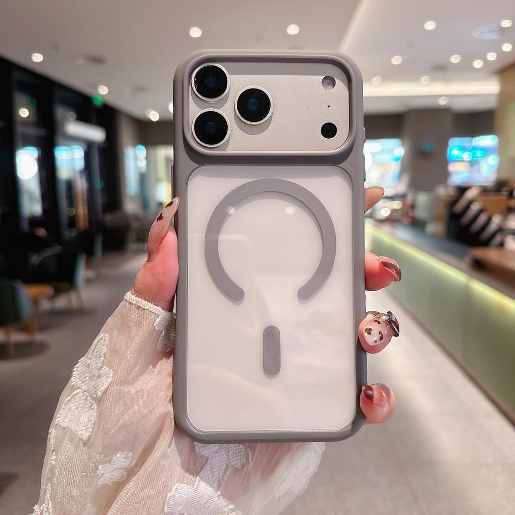 For Apple 17 Pro Max Magnetic Charging Transparent Phone Case N52 Strong Magnetic Ultra-Thin Frosted Edge