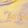 ANENJERY Shiny Earring Flower Curved Clip-on Earrings For Women Crystal Zircon Clip Earrings New Fashion Sweet Jewelry