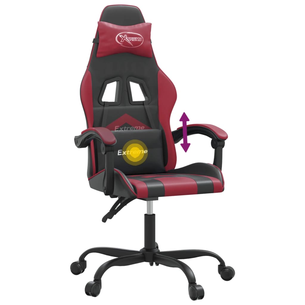 Gaming Chair Swivel Black and Burgundy Artificial Leather