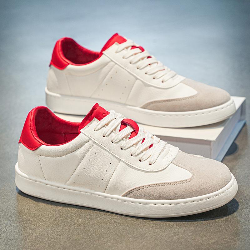 

Мода 2025 Мужские Ретро Скейт Кроссовки Большого Размера Кожаные На Шнуровке Нескользящая Обувь Прочная Винтажная Удобная Повседневная Обувь для Всех Сезонов 39 красный