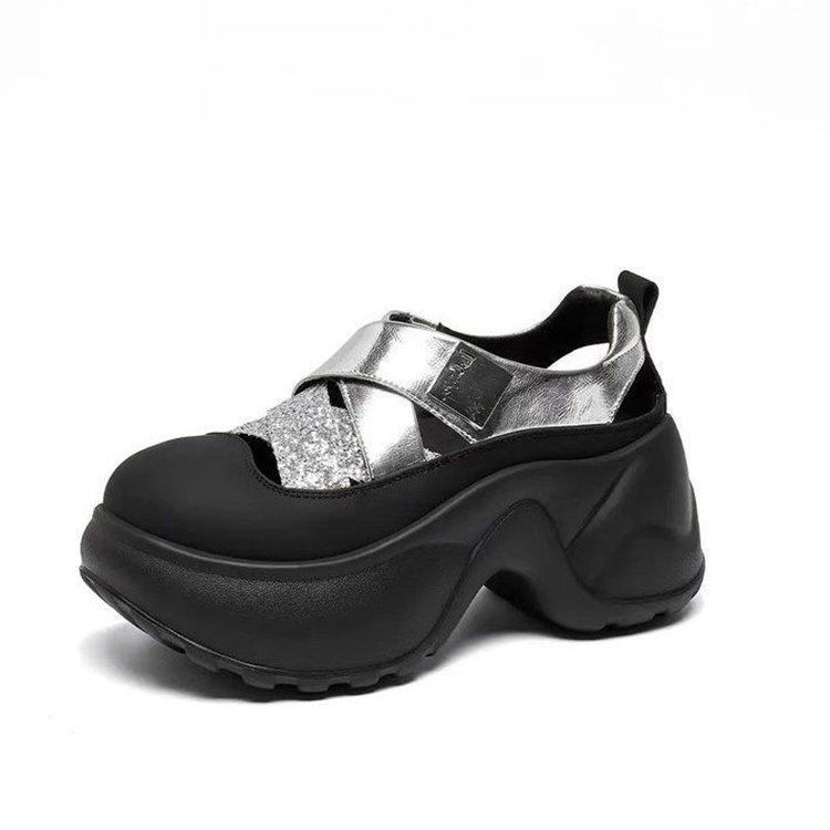 Thick-soled Sandals Women's Summer Hollowed-out and Breathable 2025 New Outer Wear Increased Height 8cm To Show Feet, Small Man with Skirt Wome