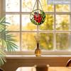 2D Flat Stained Glass Red Seven-Spotted Ladybug Window Decoration, 7.87inches Colored Glass Plate with Chain, Charming Spring Summer Sun Catcher Home
