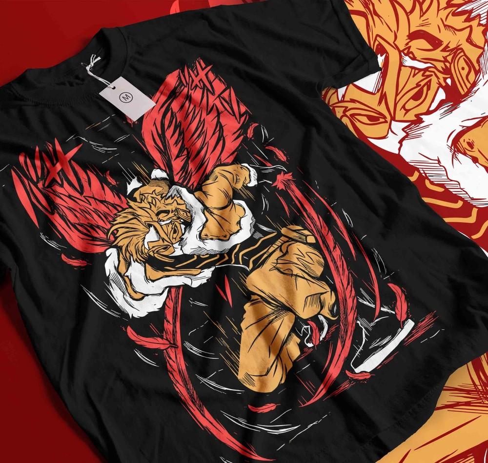 

Аниме Моя геройская академия Герой Крыльев Ястреб Кейго Таками Футболка манга Все размеры 599 4XL