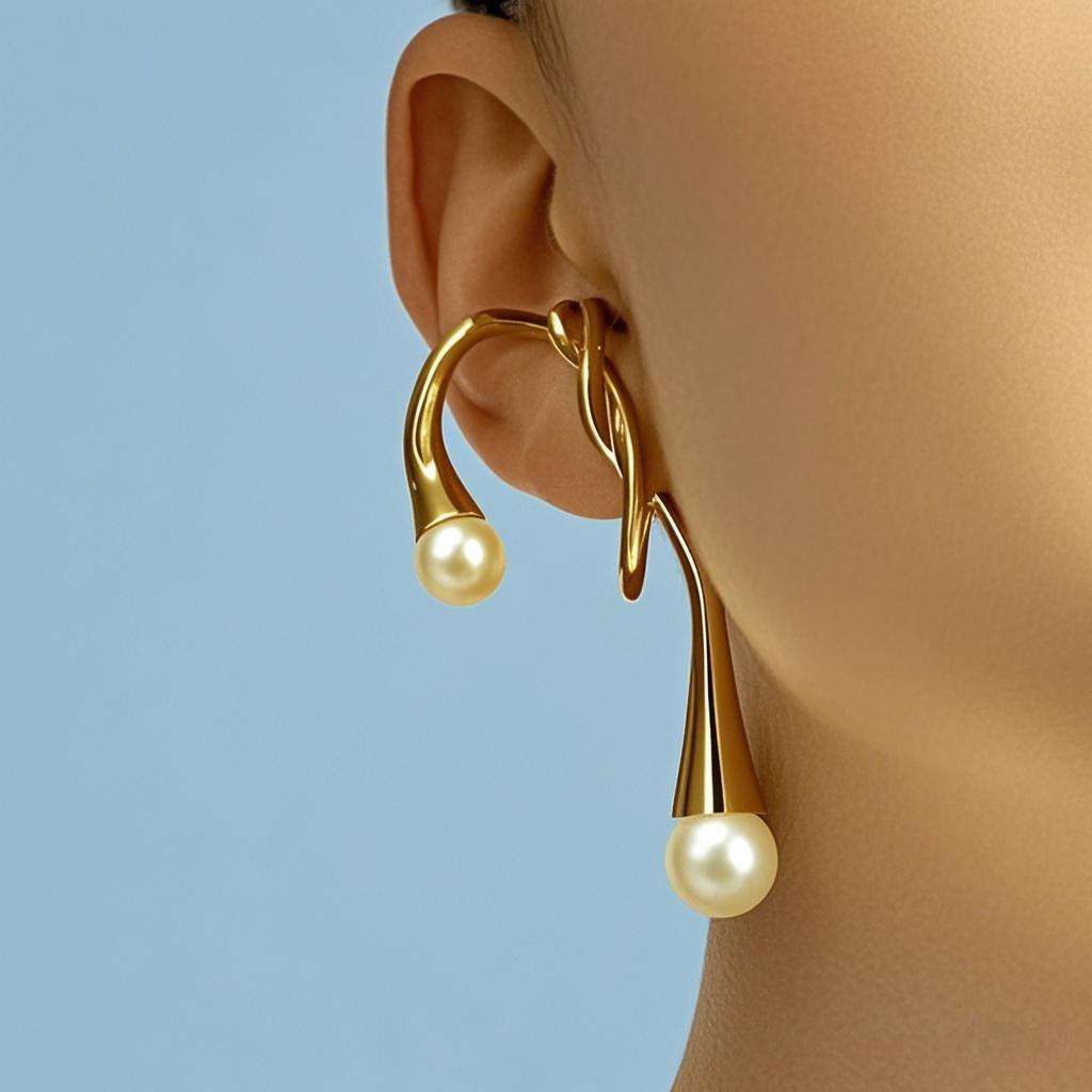 European and American fashionable ladies elegant irregular ear hooks personalized creativity cold style temperament versatile earrings