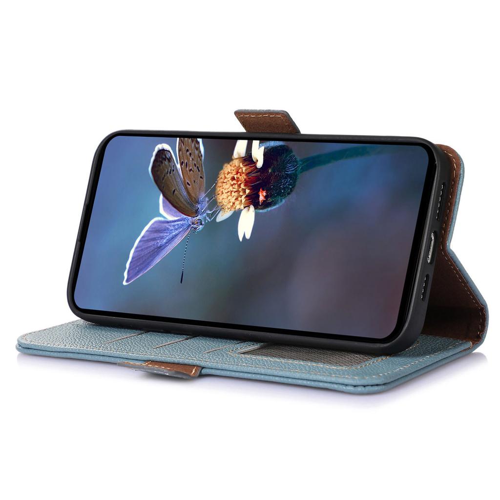 For Samsung Galaxy S24 FE Phone Case RFID Blocking Textured Genuine Cow Leather Flip Cover