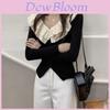 Wool Blend Knit Sweater With Ruffle Trim For Women Spring