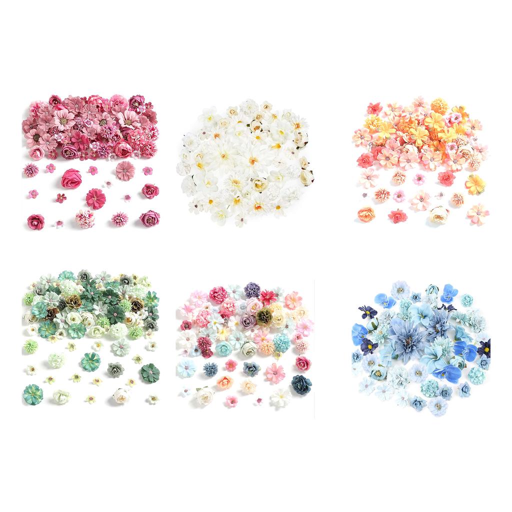 80Pcs Artificial Flower Heads 25-43mm for Craft Wedding Bouquets Flower Arrangements Cake Decoration Hair Accessories