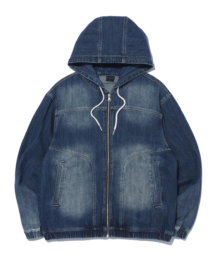 Annoyed Cut Brushed Denim Zip-Up Hoodie Lq1Ju032_Indigo