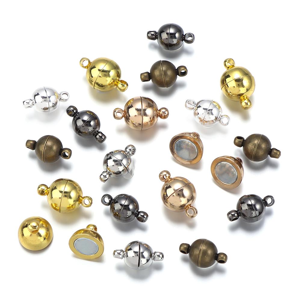 5Sets 6 8 10 12 14mm Copper Magnetic Clasps Ball Shape Strong Clasps For Necklace Connection DIY Leather Bracelet Jewelry Making