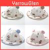 Kids Sun Hat With Large Brim Cotton Cartoon Bear Pattern For Baby Sun Protection