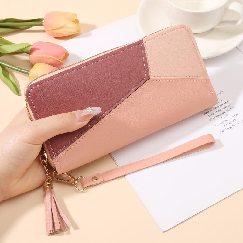 

Женский летний цветной кошелек на молнии и сумка для телефона - Вместительный клатч, держатель для карт и монетница розовый