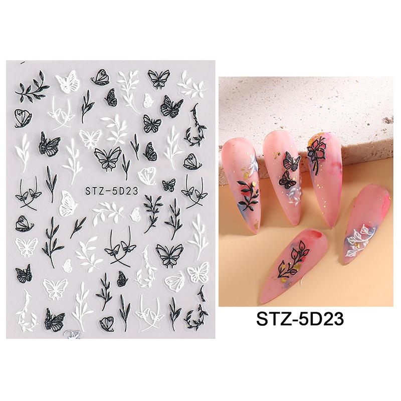 Snøklokke Nail Sticker Spring Flower Campanula 5D Preget Glider White Flora